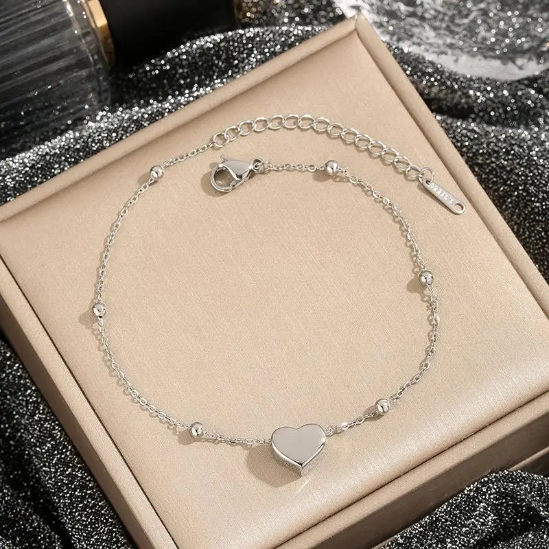 Stainless Steel Gold Color Heart Love Chain Necklace Bracelets Earrings For Women Girl New Fashion Non-fading Jewelry Set