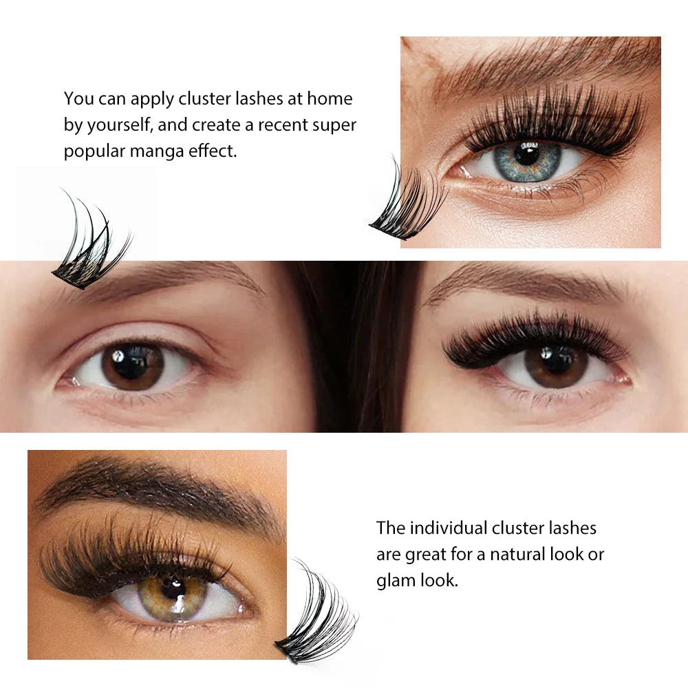 168Pcs DIY Cluster Lash Kit 2 in 1 Bond and Seal 8Ml Lasting 3Days Lash Remover Home Use False Eyelash Adhesive Seal Tool