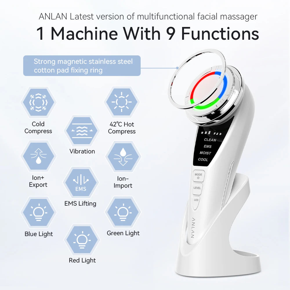 Masseur Facial  Pro – Microcourant, LED 3 Couleurs & Compresse Froide