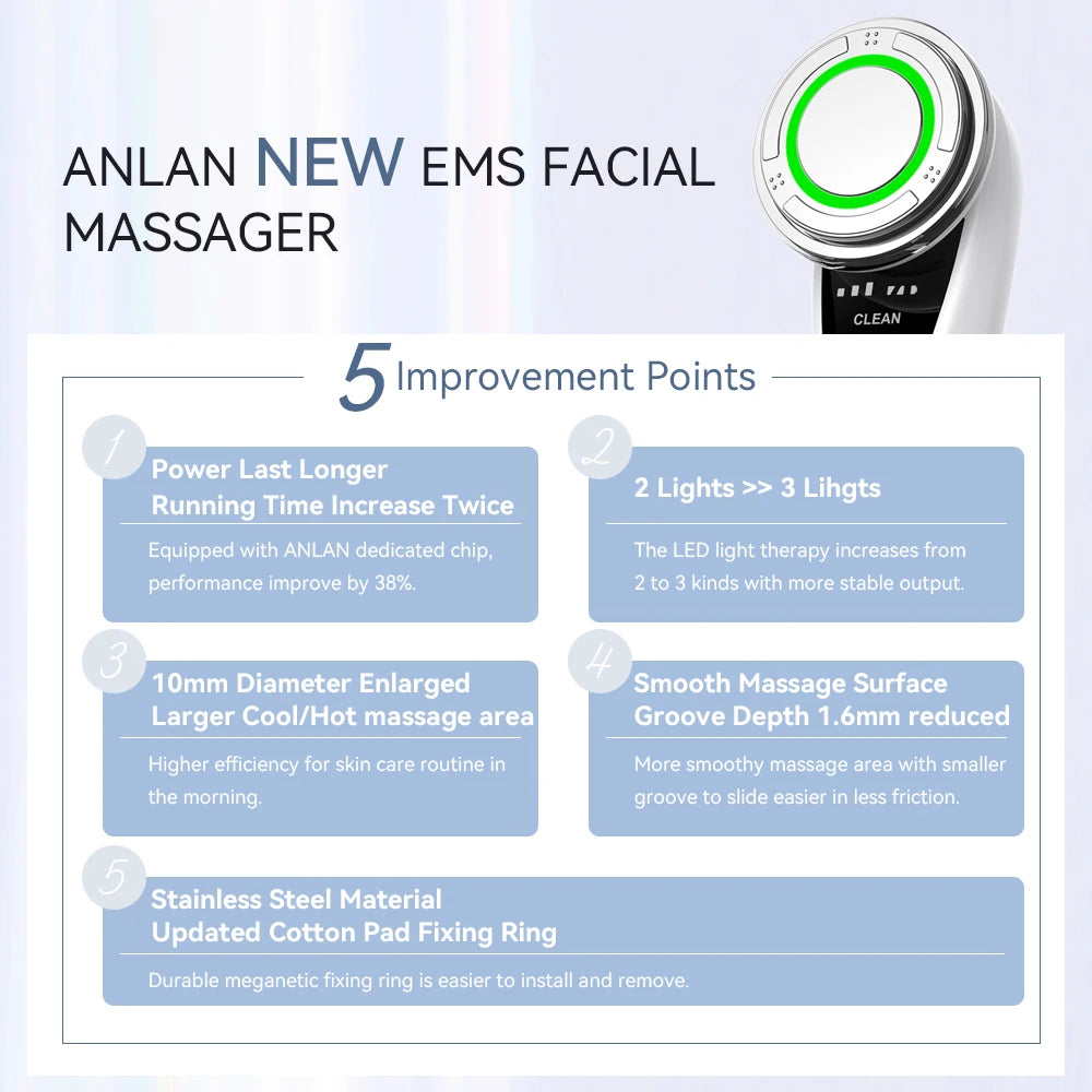 Masseur Facial  Pro – Microcourant, LED 3 Couleurs & Compresse Froide