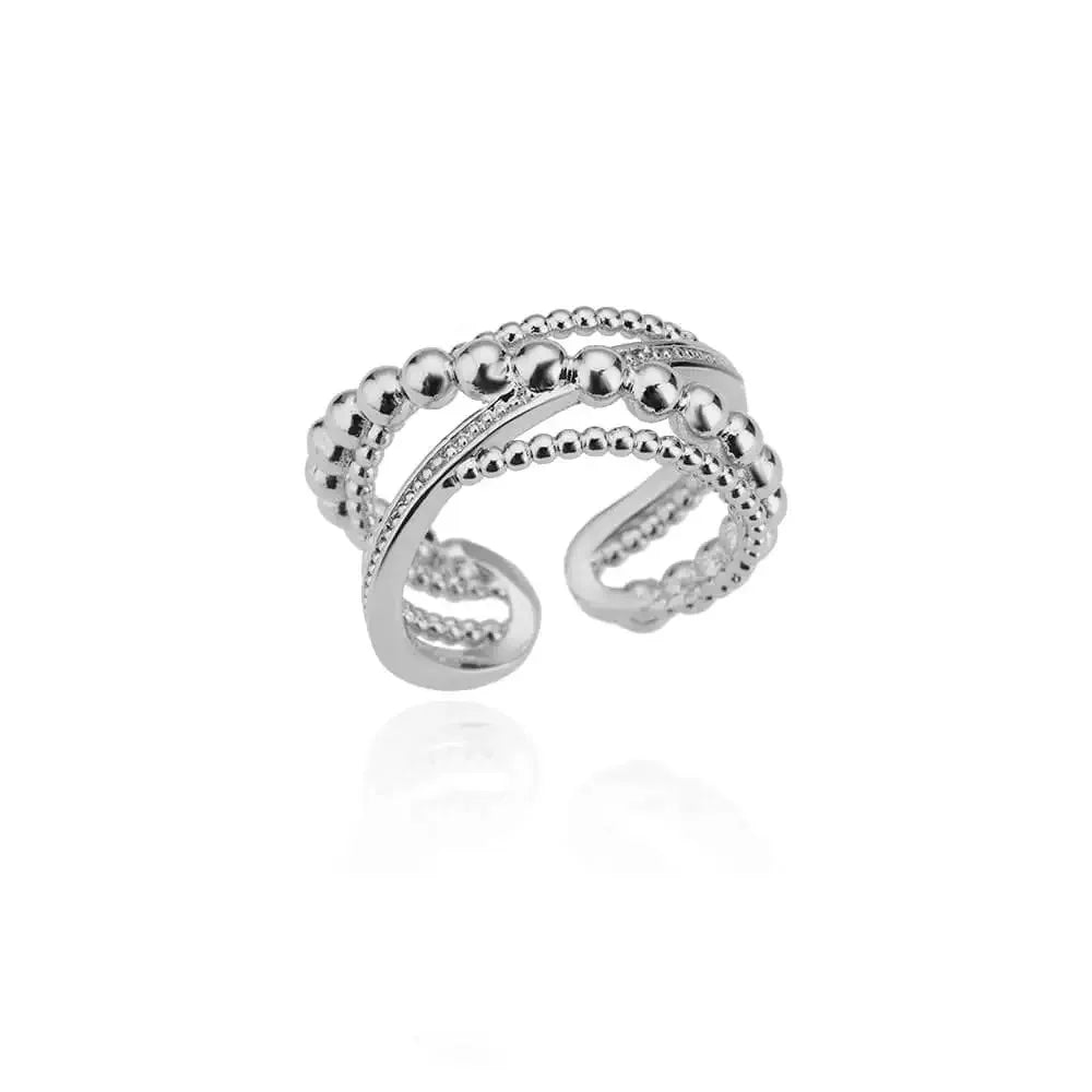 Bague Zircon Femme — Or & Acier Inoxydable