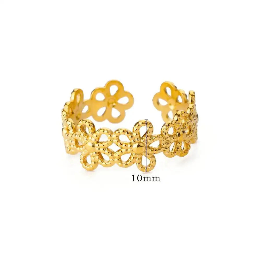 Bague Tournesol Acier Inoxydable — Or & Fleur Exagérée