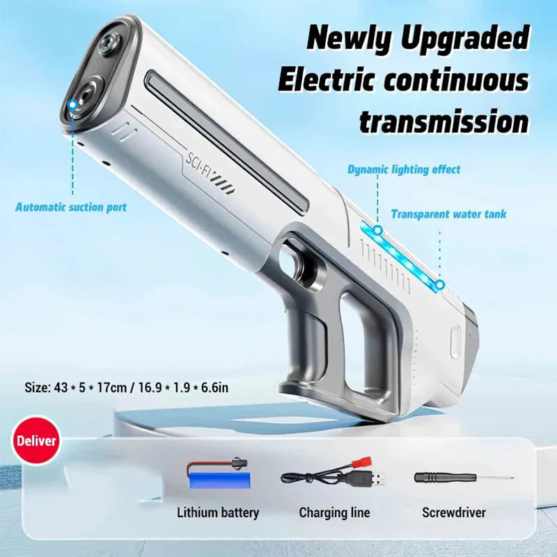 Pistolet à Eau Électrique — Puissant Automatique Été & Plage