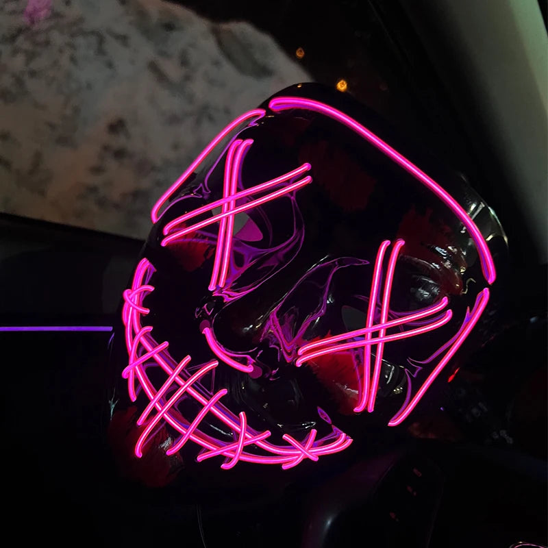 Masque LED Néon Purge — Cosplay Halloween Carnaval Soirée Déguisement