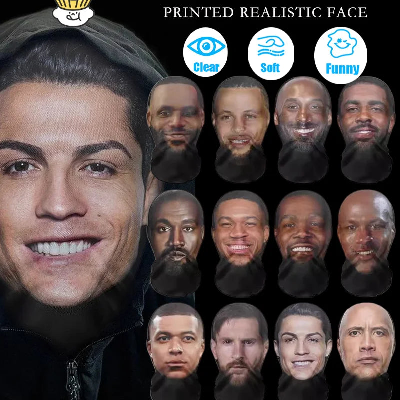 3D Full Face Mask Balaclava Printed Realistic Funny Prank Face Mask for Cosplay Daily Joke Men Women Headdress Halloween Masks
