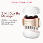 Masseur Gua Sha ANLAN 2-en-1 — Jade Naturel, LED & Microcourant