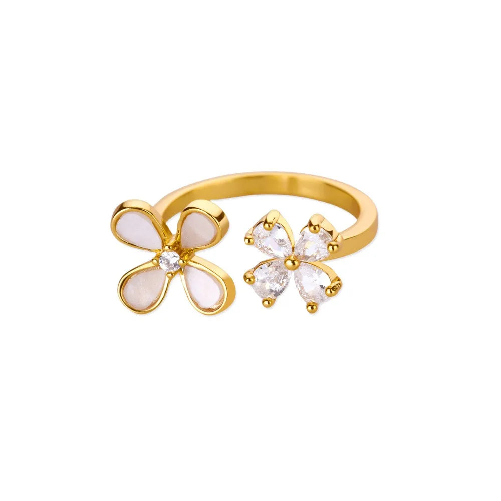 Bague Tournesol Acier Inoxydable — Or & Fleur Exagérée