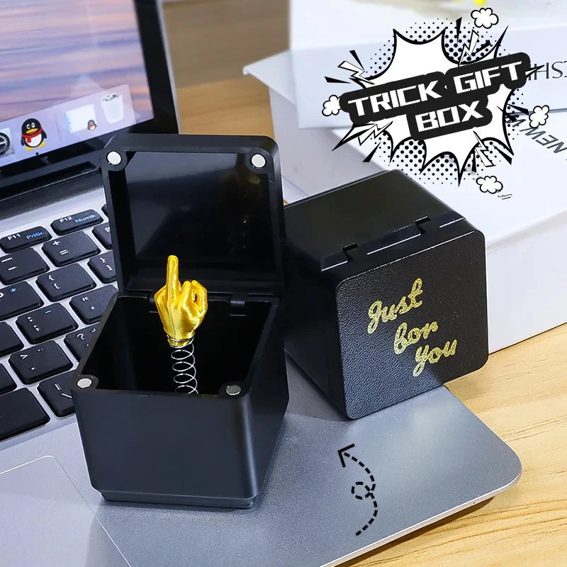 Boîte Surprise Doigt d'Honneur — Cadeau Prank Humour Bureau & Noël