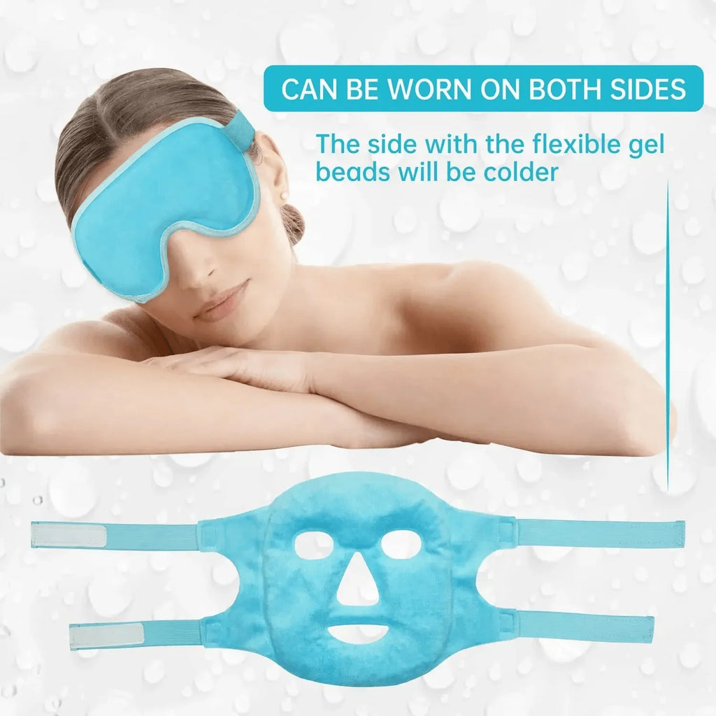 Masque Gel Chaud & Froid Visage & Yeux — Anti-Poches Réutilisable