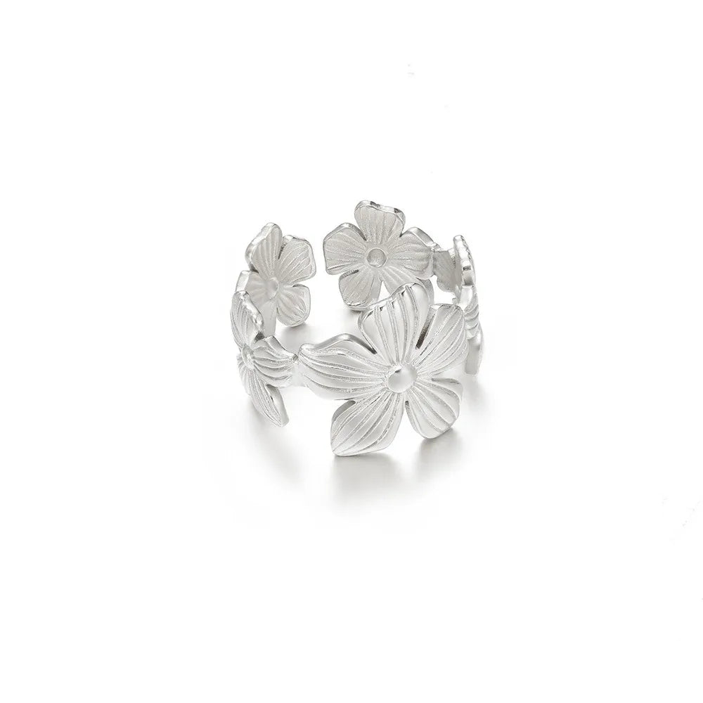 Bague Tournesol Acier Inoxydable — Or & Fleur Exagérée