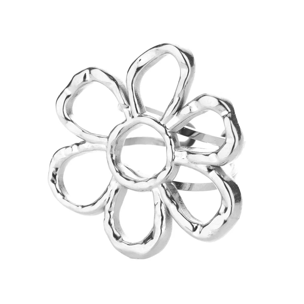 Bague Tournesol Acier Inoxydable — Or & Fleur Exagérée