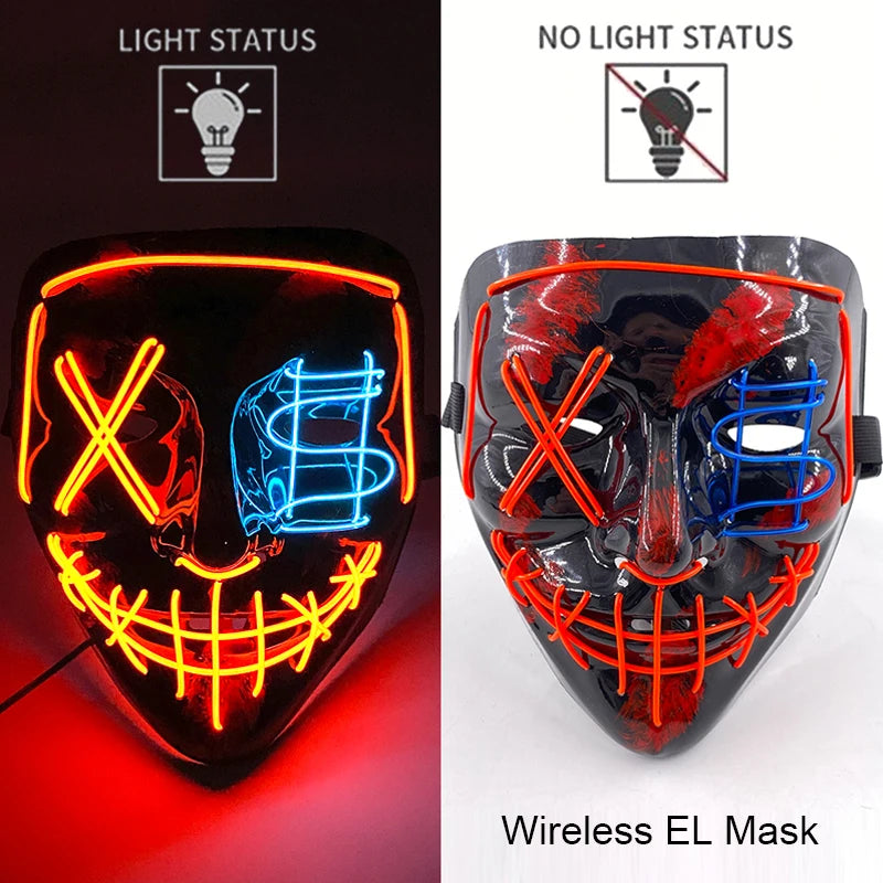 Masque LED Néon Purge — Cosplay Halloween Carnaval Soirée Déguisement