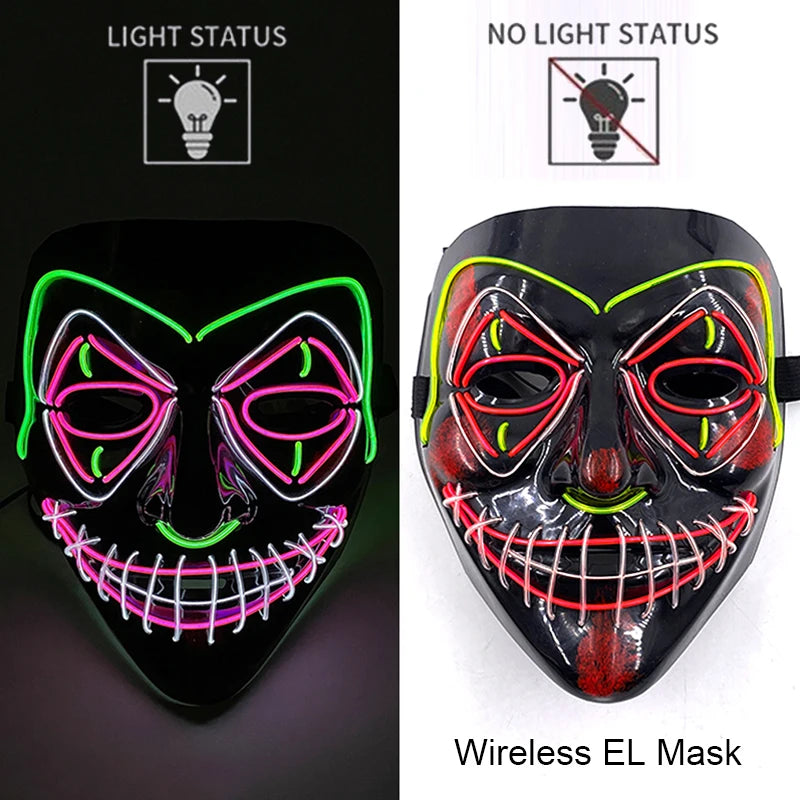Masque LED Néon Purge — Cosplay Halloween Carnaval Soirée Déguisement