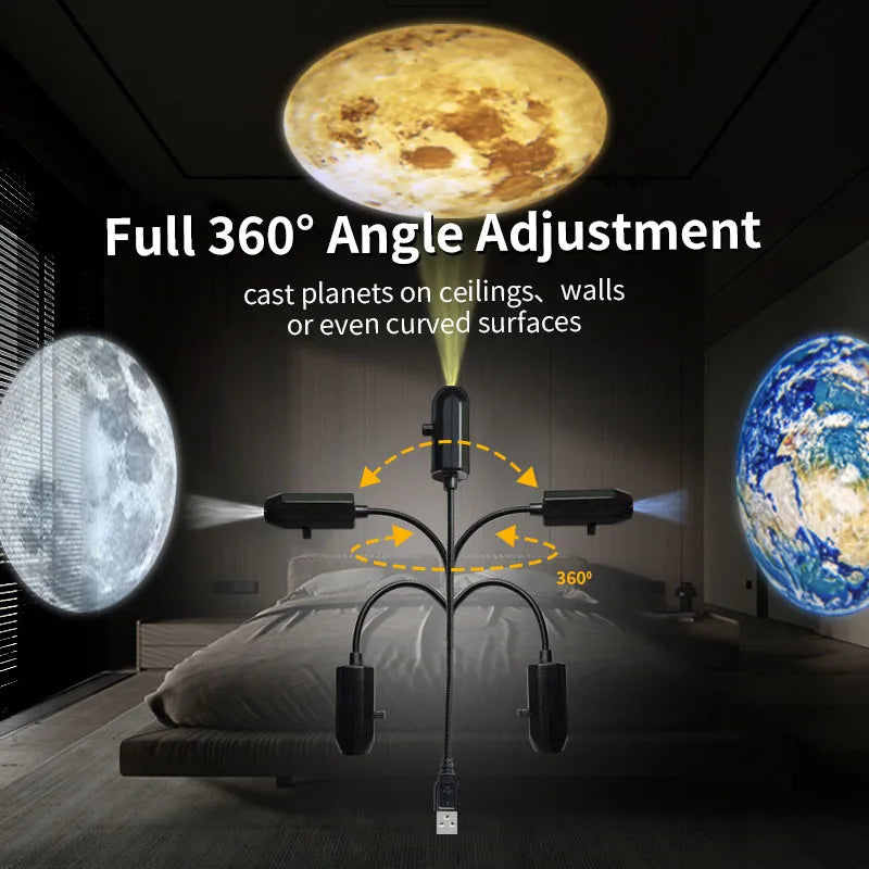 Projecteur LED USB Planétaire VENUSWING — Ambiance 360° Noël Halloween Chambre Plafond