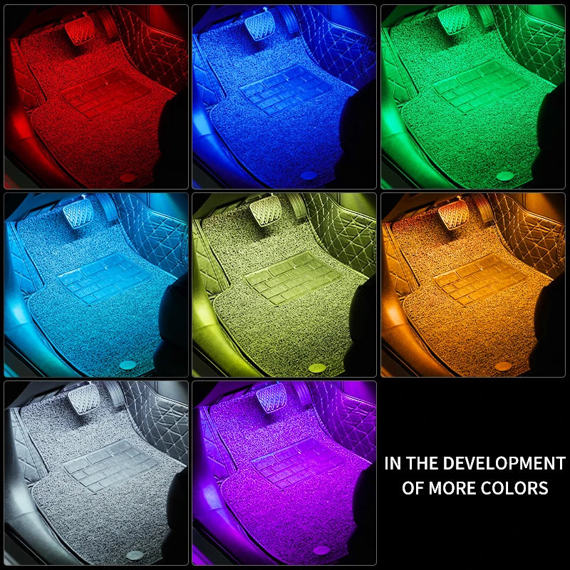 Kit LED Ambiance Voiture RGB NOXLH — Néons Pieds Sync Musique Télécommande ou App