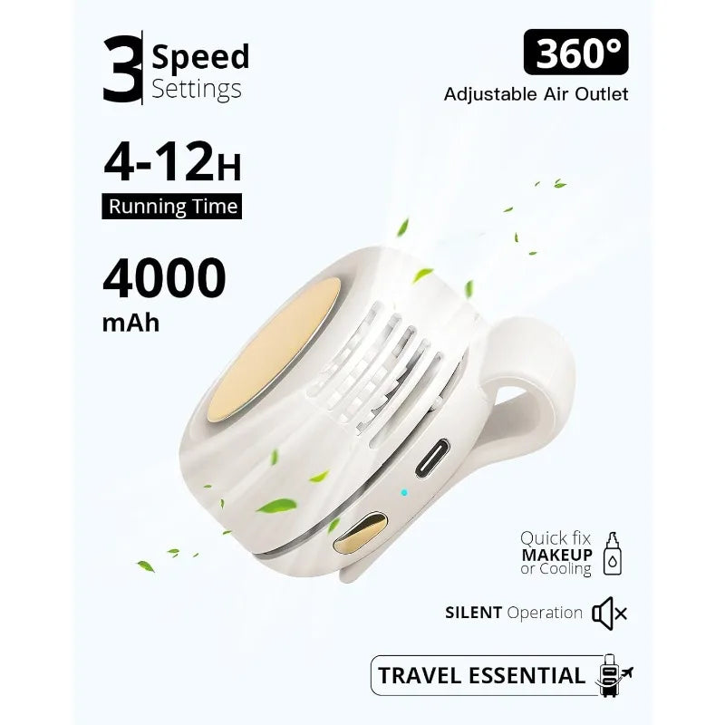Ventilateur Ceinture Portable Sans Lame — 60 Pales Silencieux 5h Batterie USB