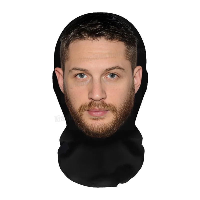 NEW 2026 3D Seamless Mask Funny Face Printed Head Scarf Celebrity Ice Silk Sunscreen Head Mask Halloween Cosplay Props