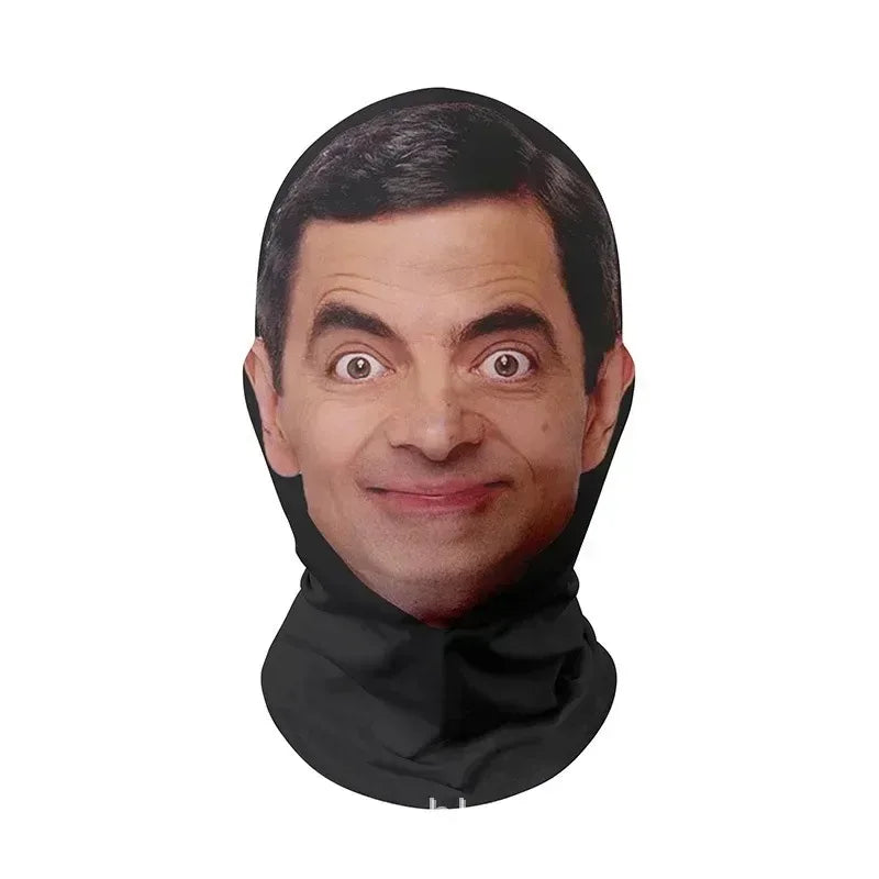 NEW 2026 3D Seamless Mask Funny Face Printed Head Scarf Celebrity Ice Silk Sunscreen Head Mask Halloween Cosplay Props