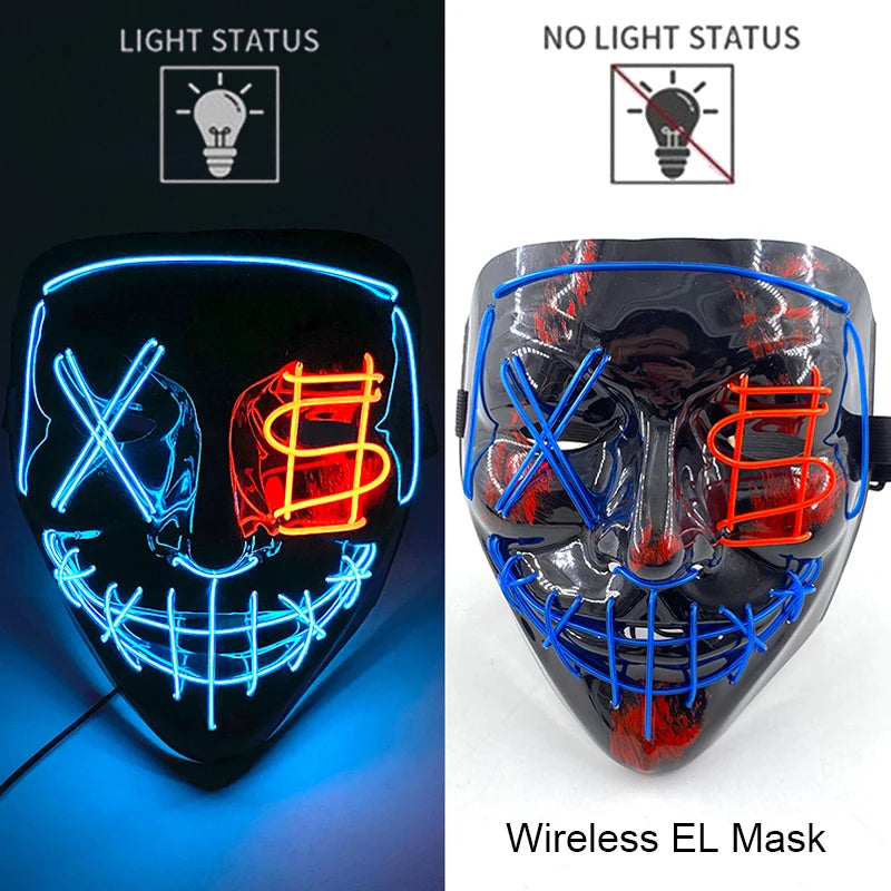 Masque LED Néon Purge — Cosplay Halloween Carnaval Soirée Déguisement