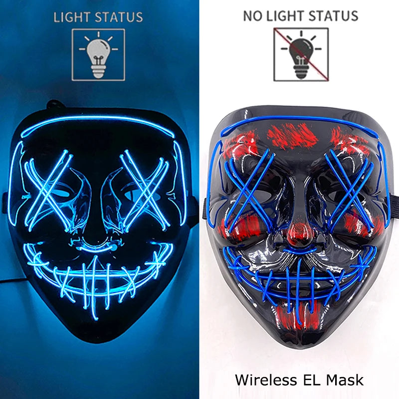 Masque LED Néon Purge — Cosplay Halloween Carnaval Soirée Déguisement