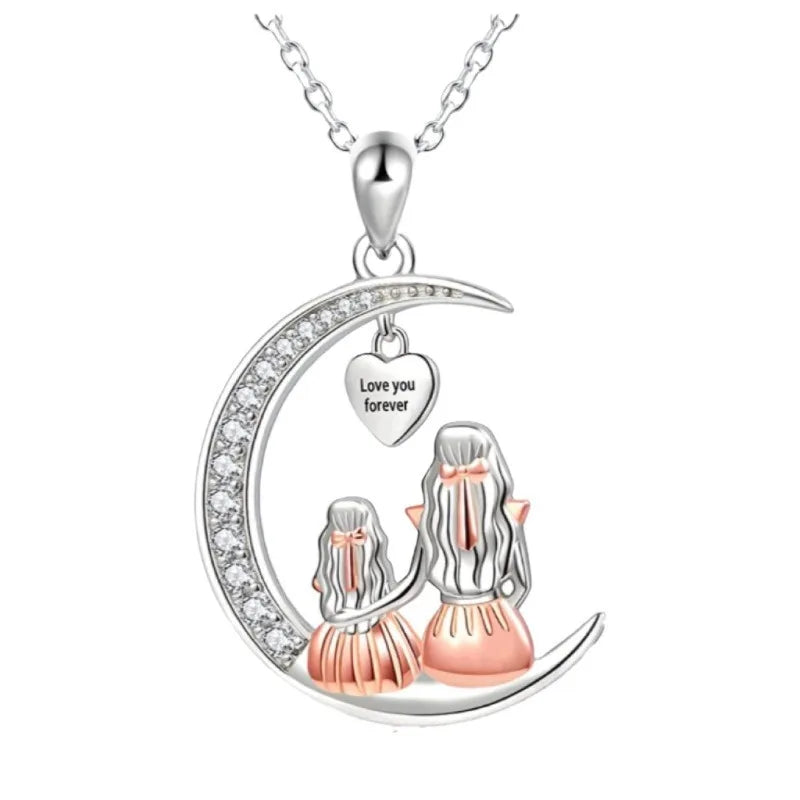 Collier Lune Maman & Fille — Bijou Éternel