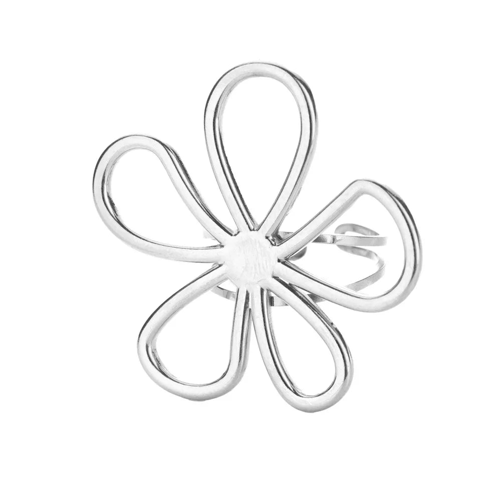 Bague Tournesol Acier Inoxydable — Or & Fleur Exagérée