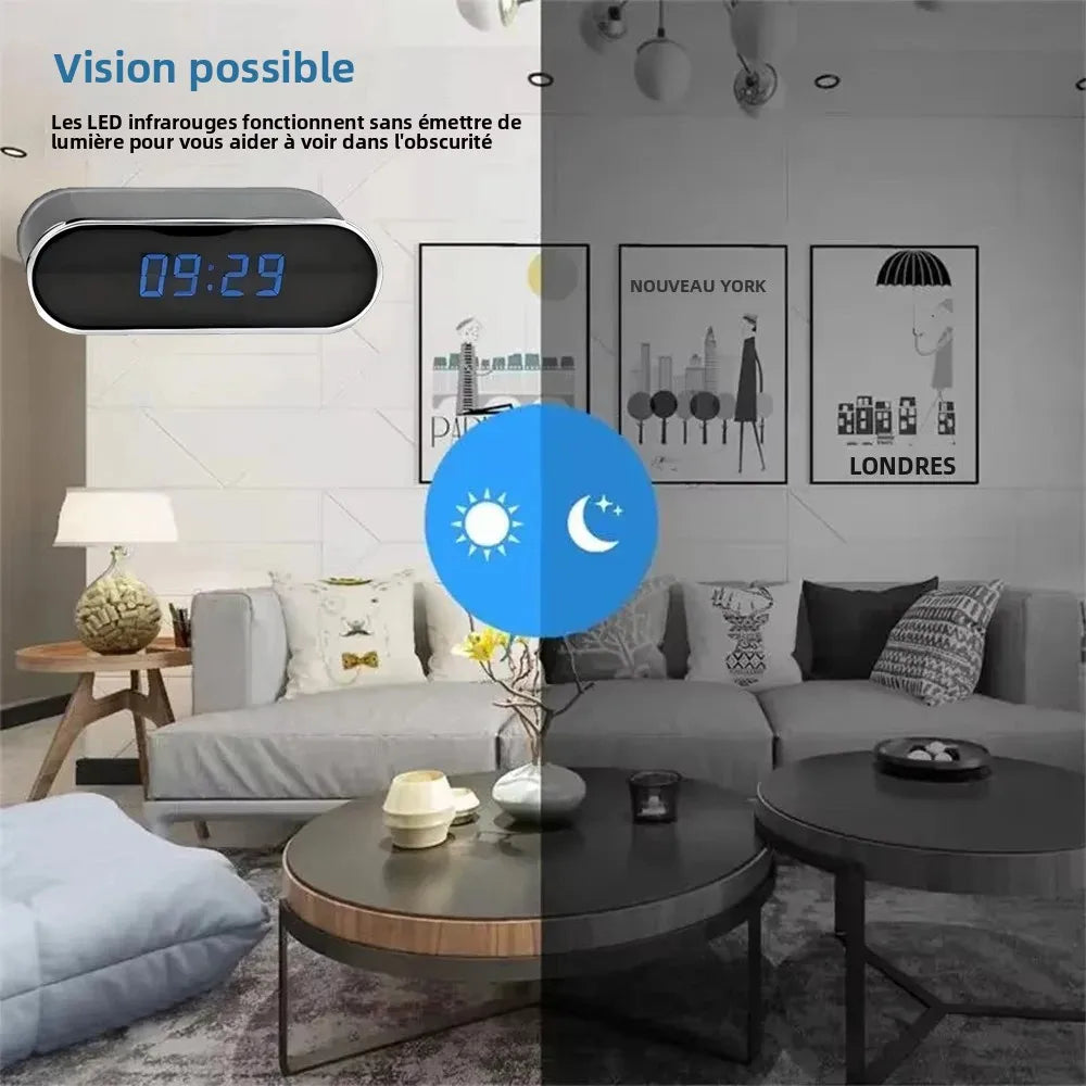 Mini Caméra Espion Horloge WiFi 1080P — Vision Nocturne Détection Mouvement