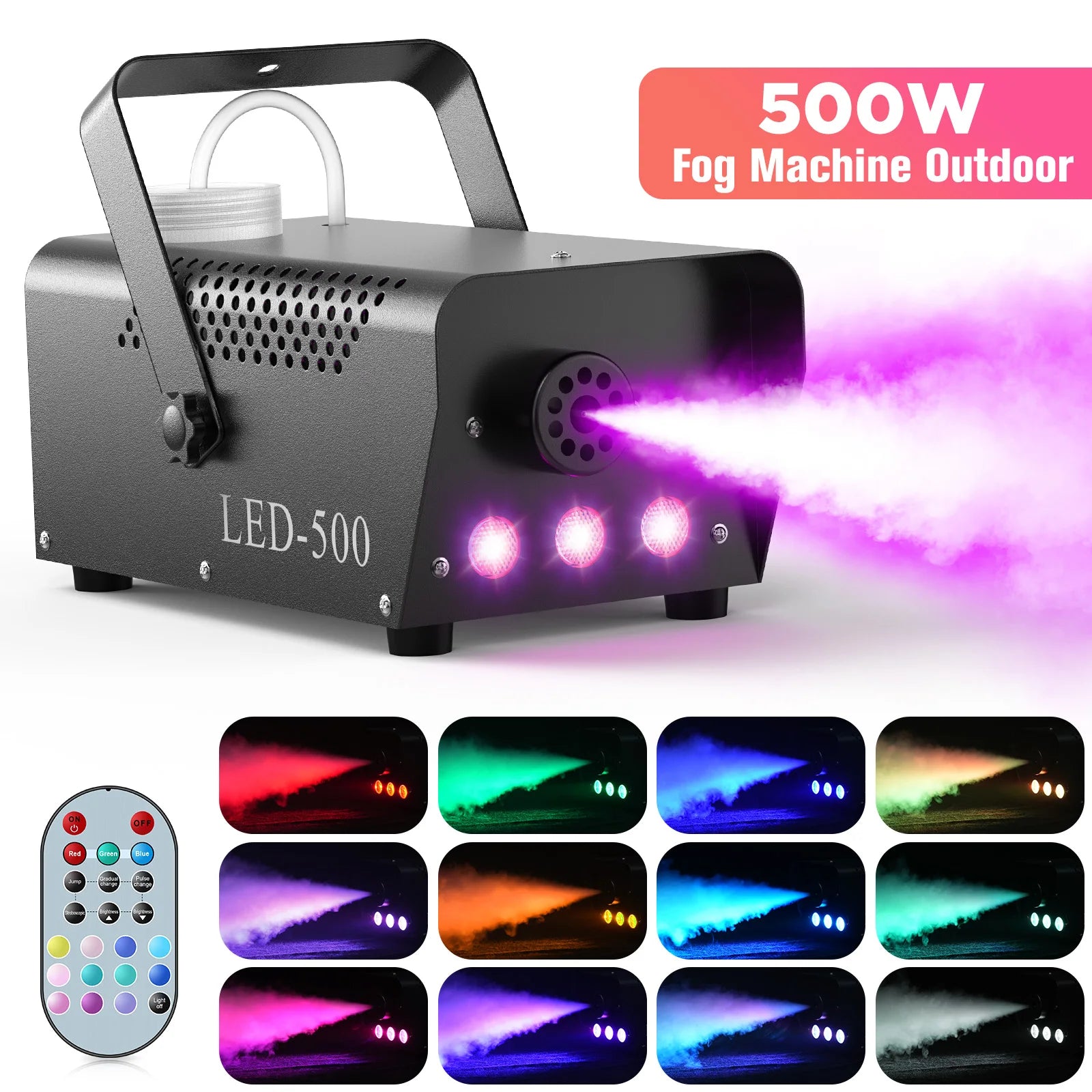 Machine à Fumée 500W RGB LED — Télécommande DJ Halloween Fêtes