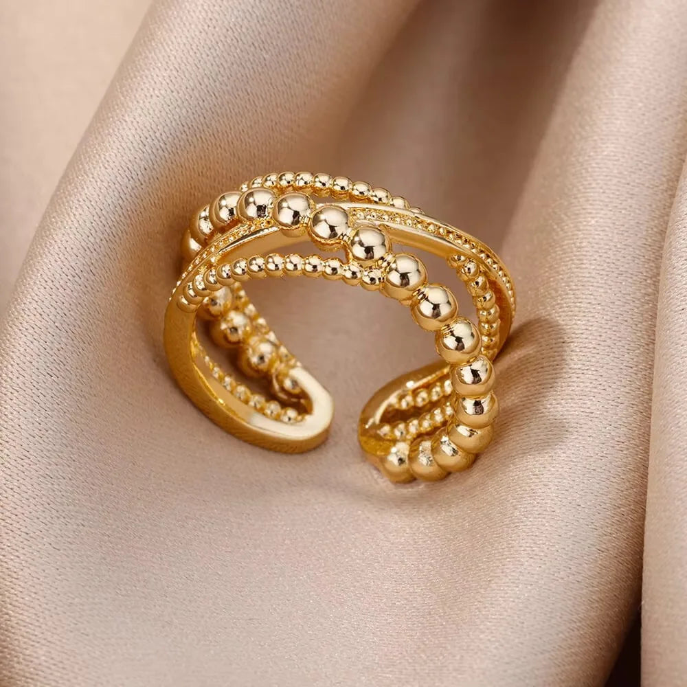 Bague Zircon Femme — Or & Acier Inoxydable