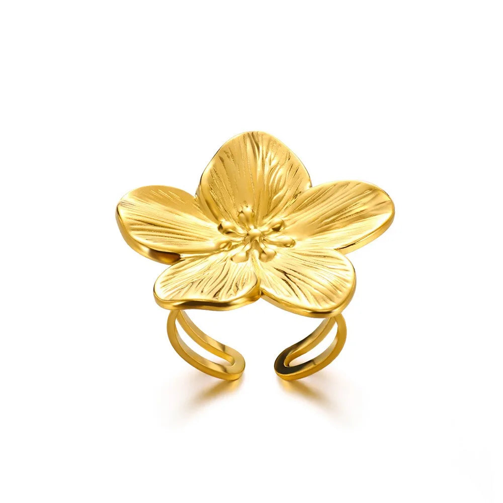 Bague Tournesol Acier Inoxydable — Or & Fleur Exagérée