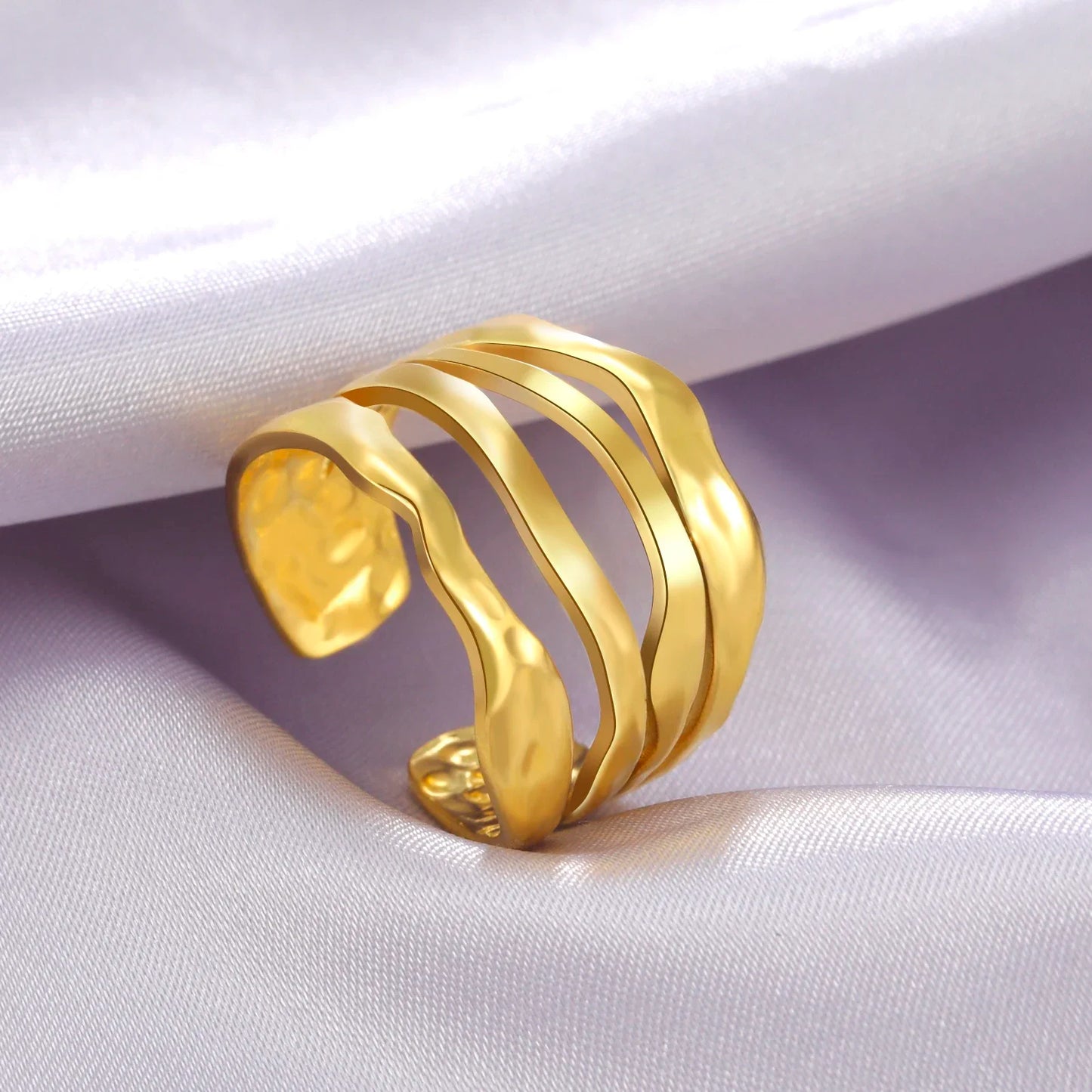 Stainless Steel Open Rings Women Geometric Heart Wheat Ears Adjustable Finger Ring Fashion Jewelry Birthday Gift Wholesale