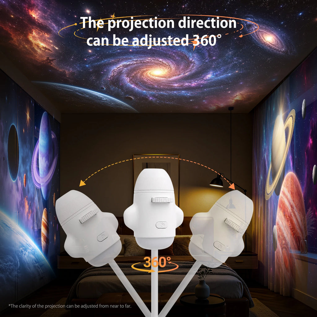 Projecteur Galaxie Fusée 2-en-1 — Veilleuse & Étoiles