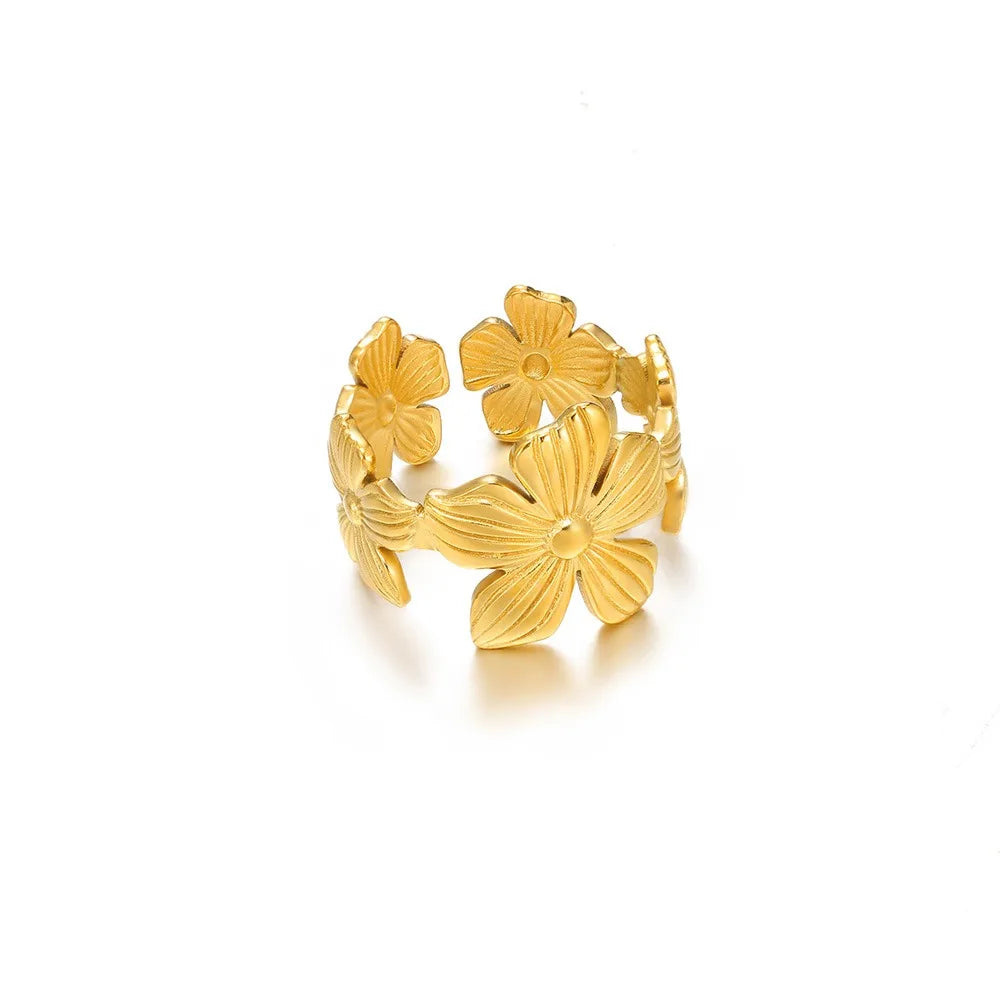 Bague Tournesol Acier Inoxydable — Or & Fleur Exagérée