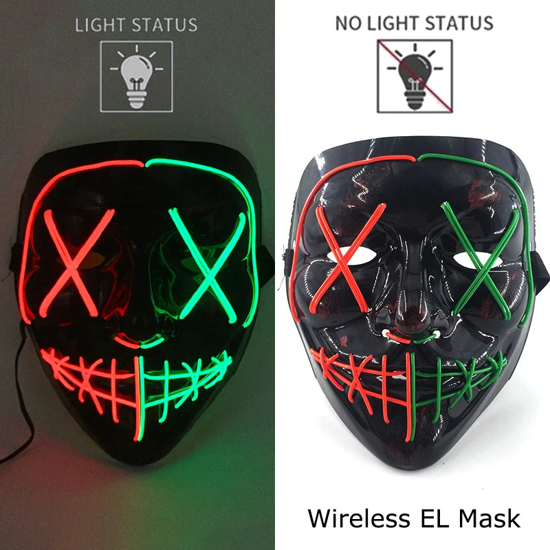 Masque LED Néon Purge — Cosplay Halloween Carnaval Soirée Déguisement