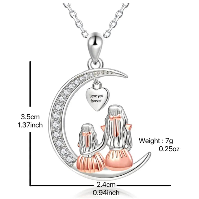 Collier Lune Maman & Fille — Bijou Éternel
