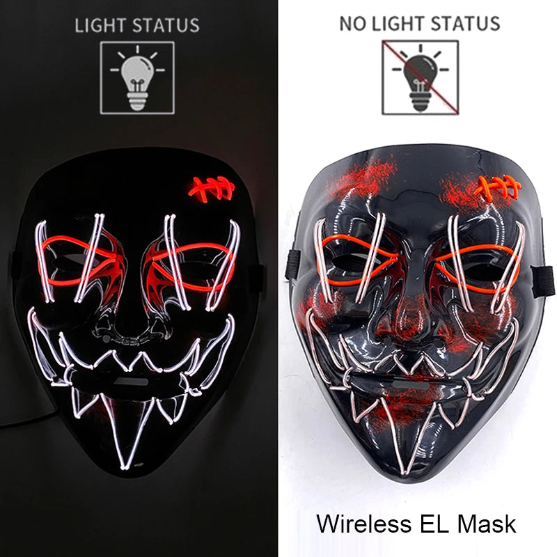 Masque LED Néon Purge — Cosplay Halloween Carnaval Soirée Déguisement