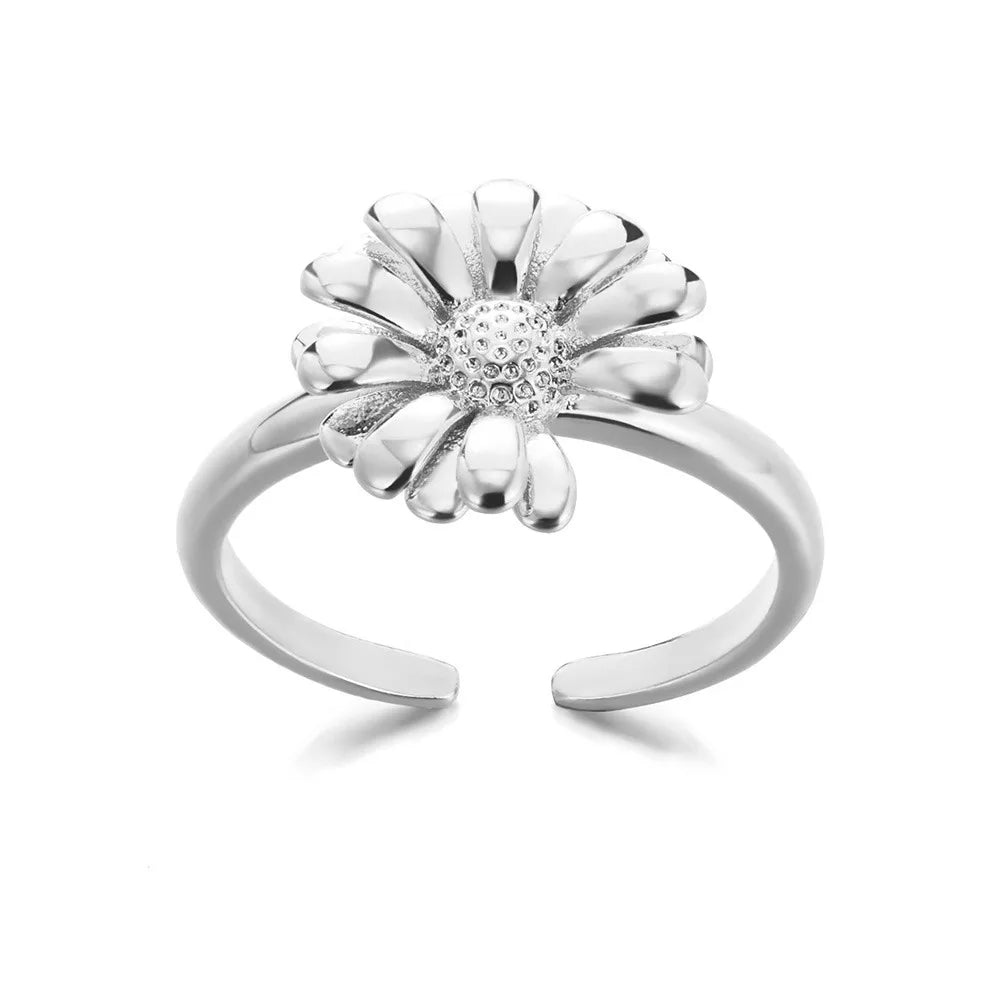 Bague Tournesol Acier Inoxydable — Or & Fleur Exagérée