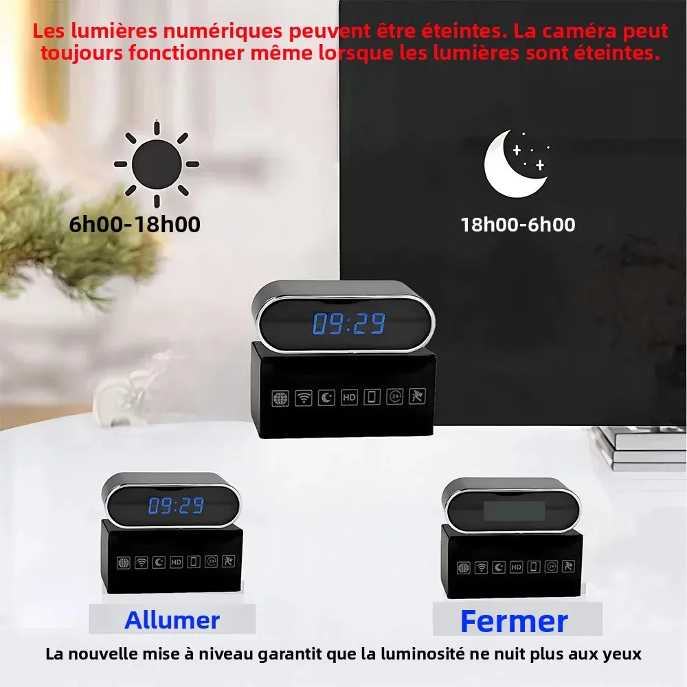 Mini Caméra Espion Horloge WiFi 1080P — Vision Nocturne Détection Mouvement