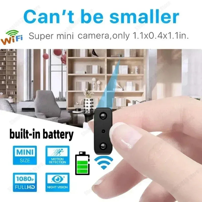 Mini Caméra Espion 1080P WiFi — Invisible Vision Nocturne Batterie Intégrée