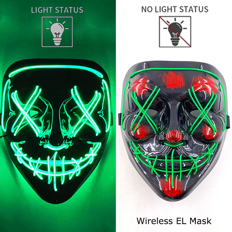 Masque LED Néon Purge — Cosplay Halloween Carnaval Soirée Déguisement