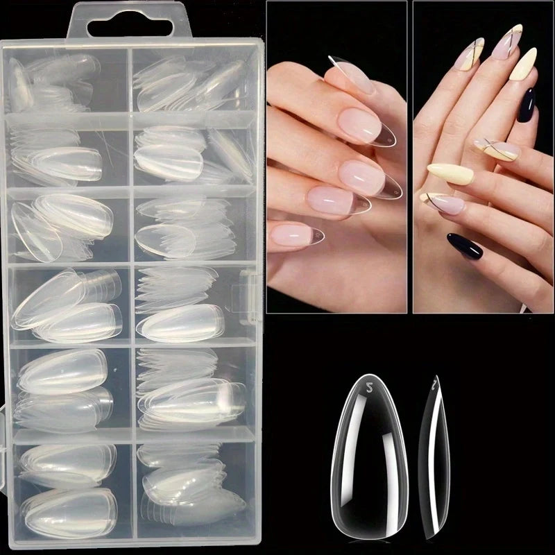 120 Faux Ongles Transparents — Kit Complet 12 Tailles