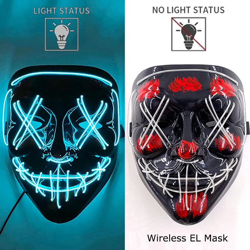 Masque LED Néon Purge — Cosplay Halloween Carnaval Soirée Déguisement