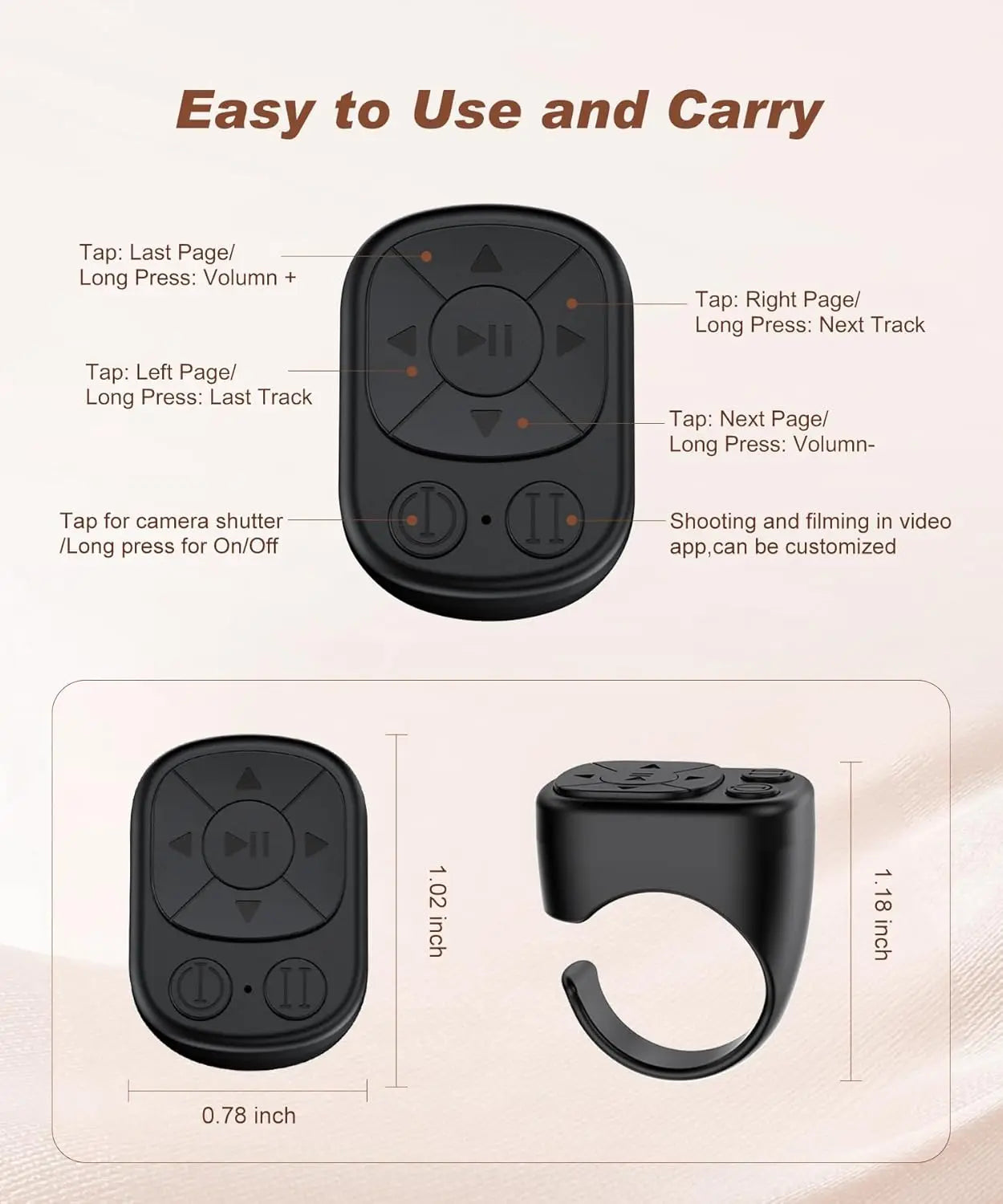 Bague Télécommande Bluetooth — Défilement TikTok Obturateur Photo iOS & Android