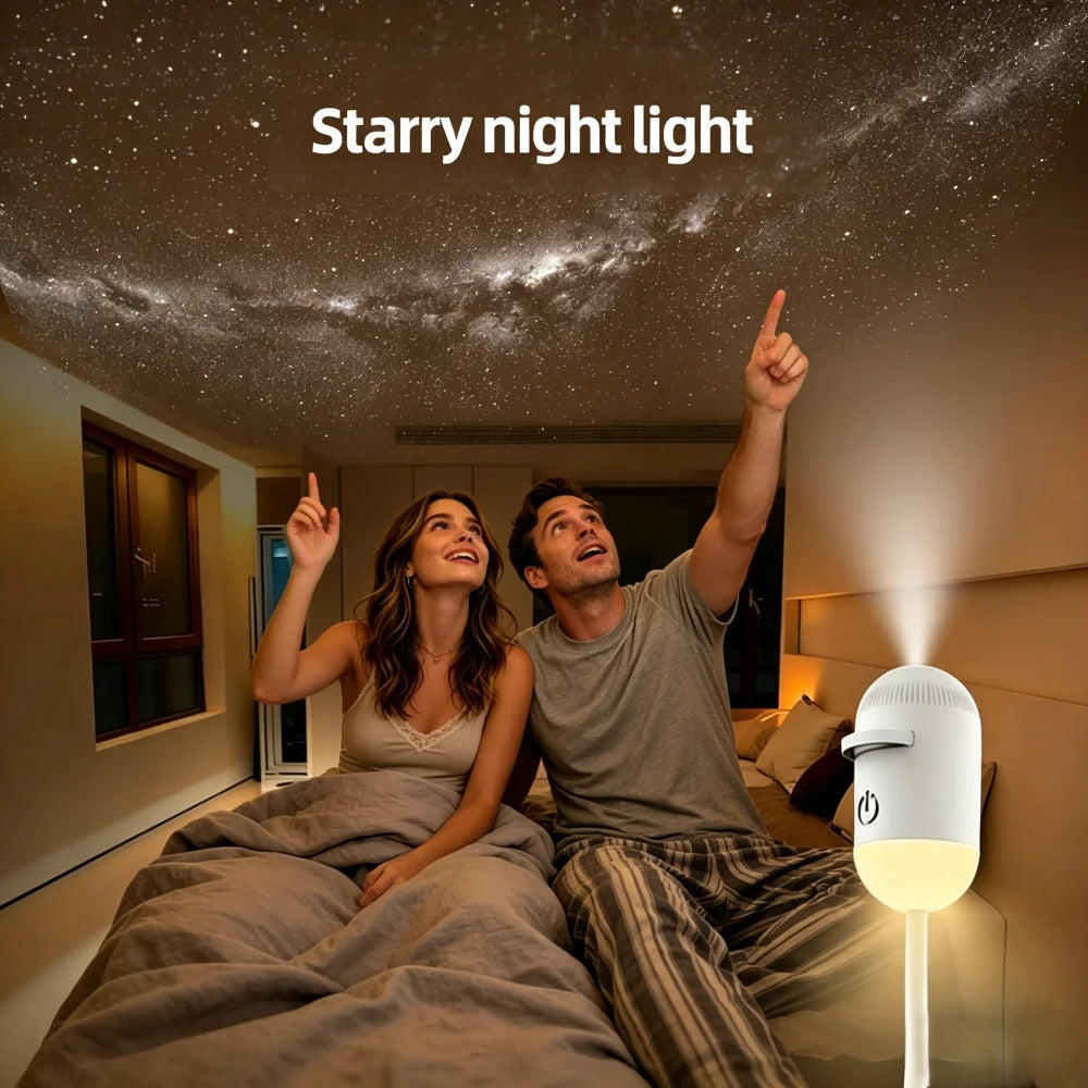 Projecteur Galaxie 2-en-1 Veilleuse Atmosphère — Rotation 360° Tactile USB Cadeau Romantique