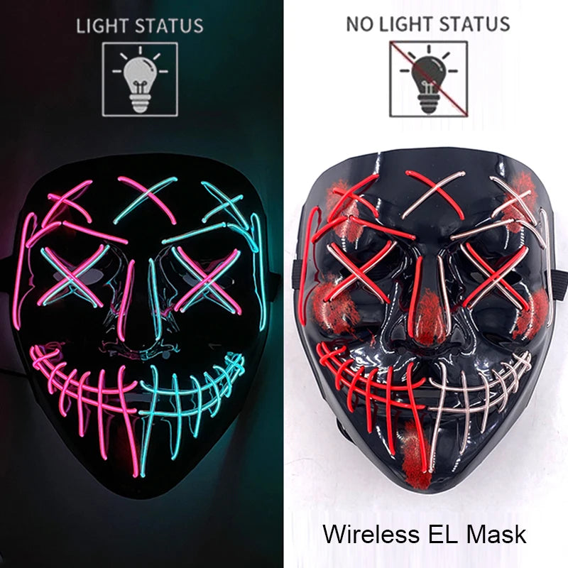 Masque LED Néon Purge — Cosplay Halloween Carnaval Soirée Déguisement