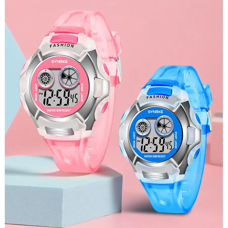 Montre Digitale Enfant SYNOKE — Sport Étanche 3Bar Lumière 7 Couleurs Alarme Chrono