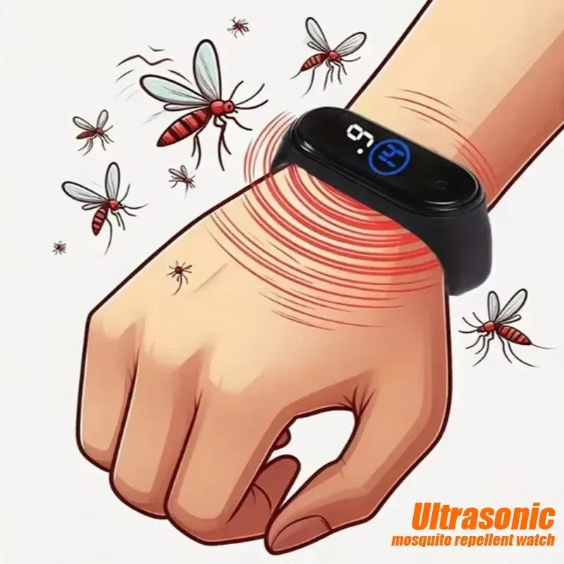 Bracelet Anti-Moustiques Ultrasonique — Protection Physique Sans Produit Chimique Intérieur & Extérieur