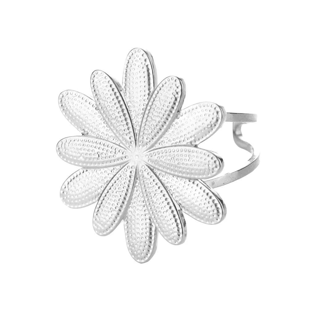 Bague Tournesol Acier Inoxydable — Or & Fleur Exagérée