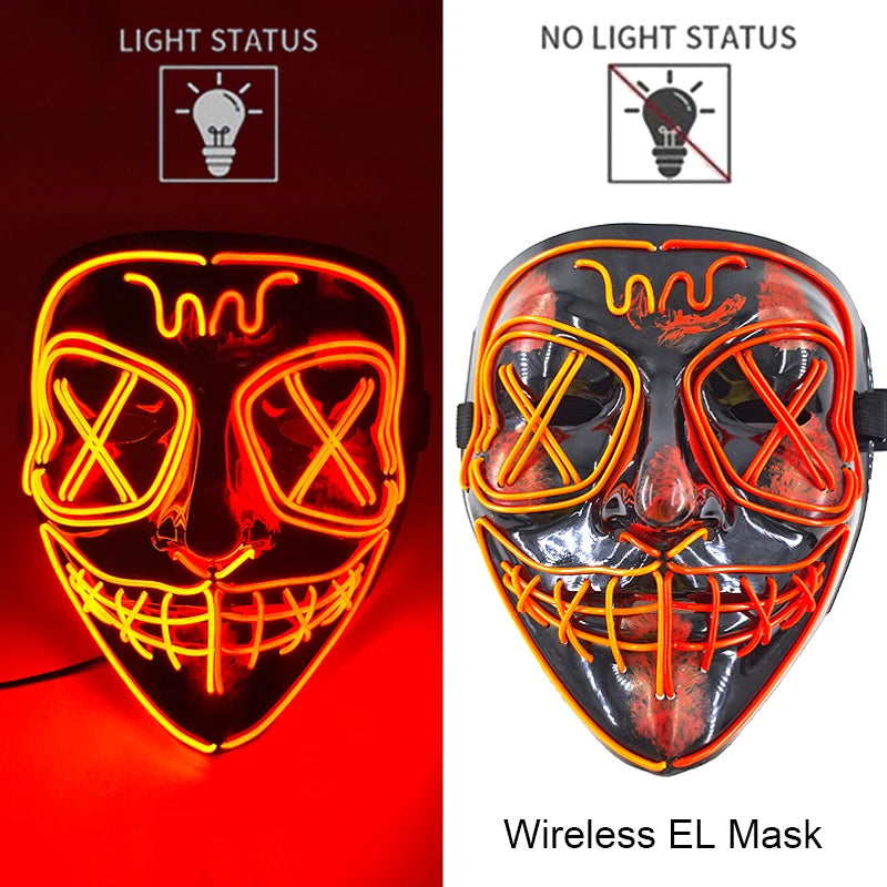 Masque LED Néon Purge — Cosplay Halloween Carnaval Soirée Déguisement