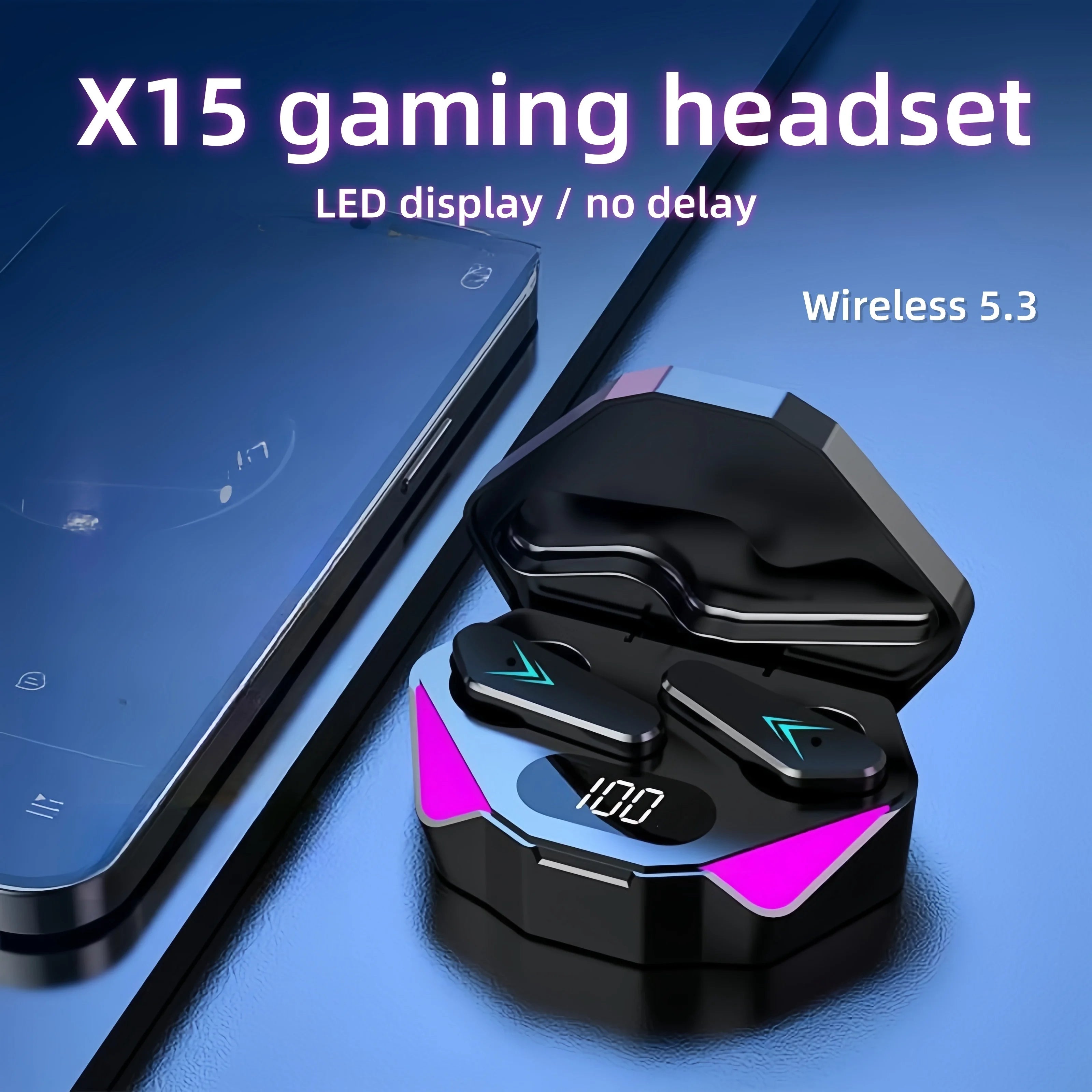 X15 TWS Écouteurs Gaming Bluetooth 5.3 — Réduction de Bruit Micro Affichage LED